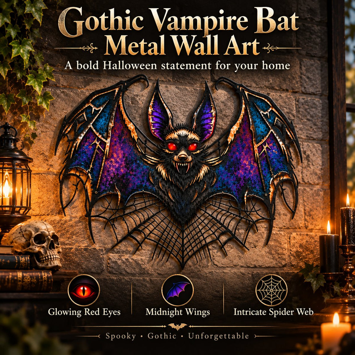 ⏰ LAST DAY 49% OFF - Gothic Vampire Bat Metal Wall Art (📦Buy 2 Free Shipping)