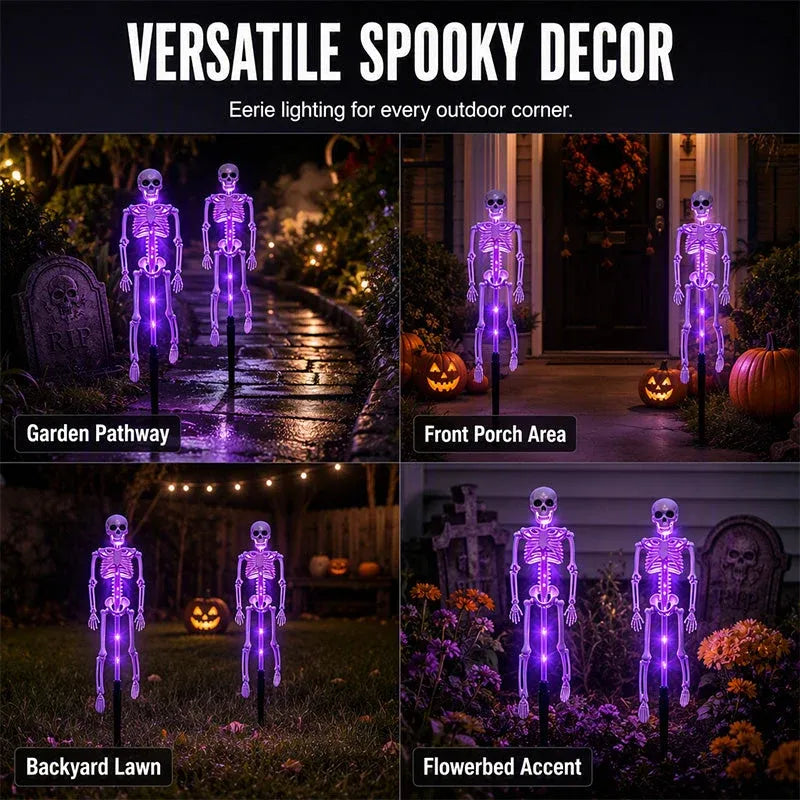 💀 Solar Skeleton Ground Stake Lights | Waterproof Outdoor Halloween Decor Lights