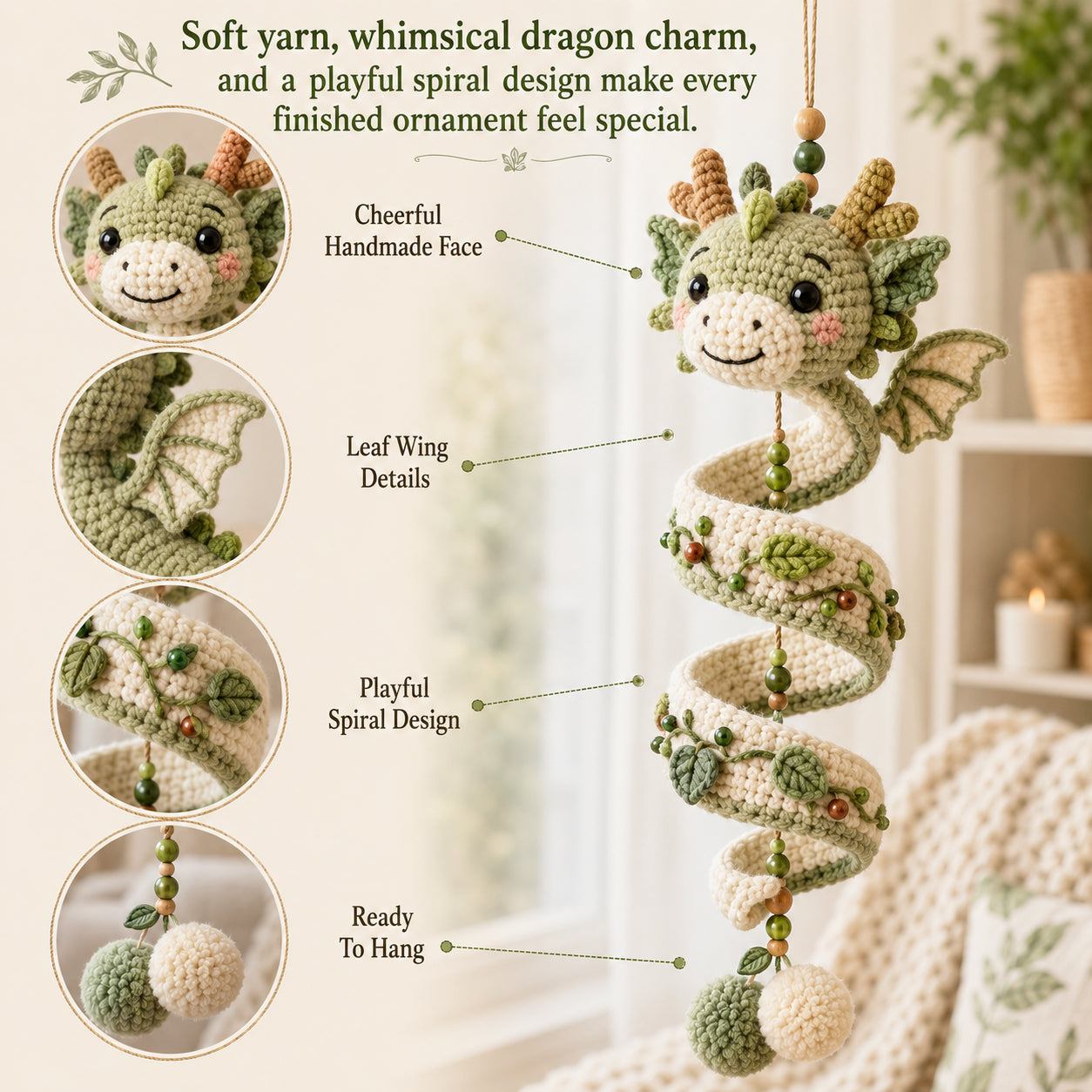 🔥Buy 3, Get 1 Free 🔥🐉 DIY Dragon Spiral Hanging Ornament Kit