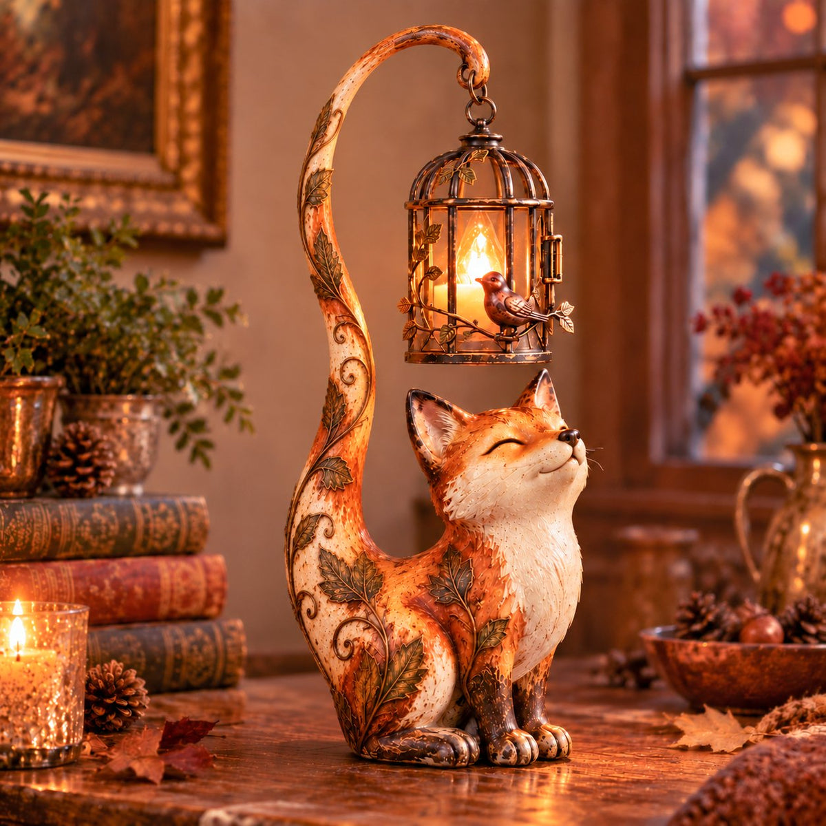 🐈‍⬛Vintage Cat Lantern Sculpture Lamp - A Little Guardian of Warmth, Memories & Cozy Corners✨