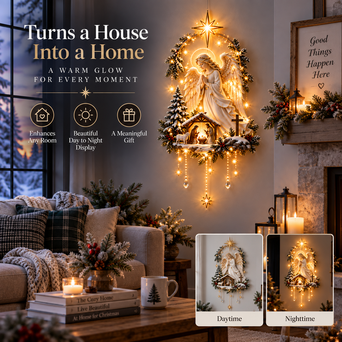 👼49% OFF - Angel Over Bethlehem™ – Lighted Nativity Wall Decor