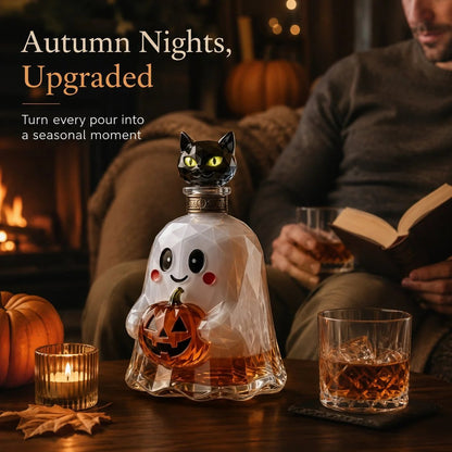 Ghost Pumpkin Halloween Decanter  🎃 🎃 Spooky Glass Whiskey Bottle