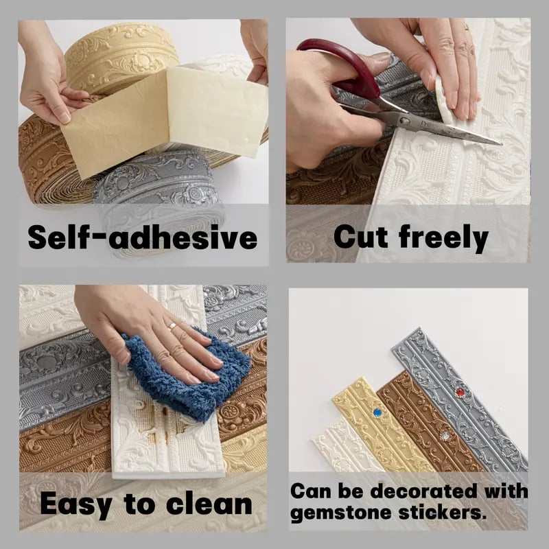 ✨Last Day 50% OFF✨4 Rolls Self-Adhesive Skirting Boards - 90 in Flexible Decorations