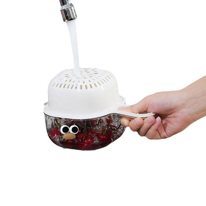 Kitchen Dual-Layer Draining Basket with Handle