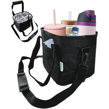🔥🔥Family Size 4 Compartment Bottle Holder with Strap Adjustable Insert Fits Large and Small Drinks