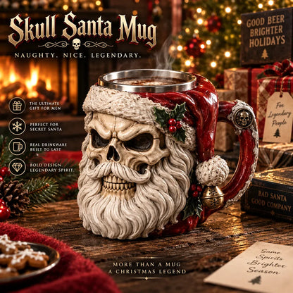 ⏳ Last Day 49% OFF – 💀🎅 3D Dark Christmas Santa Mug Collection | Skull Santa & Pirate Santa Designs with Sculpted Holiday Details ☠️