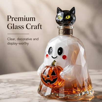 Ghost Pumpkin Halloween Decanter  🎃 🎃 Spooky Glass Whiskey Bottle