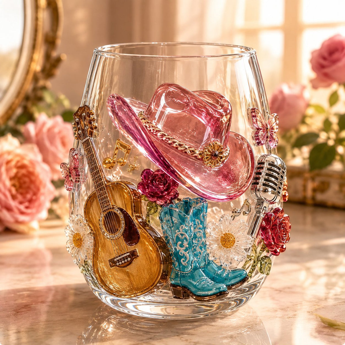 🤠 Queen of Country 1946–2026 3D Glass Collection | 8 Dolly-Inspired Country Designs with Raised Guitars, Butterflies, Boots, Florals & Vintage Music Details 🎸✨