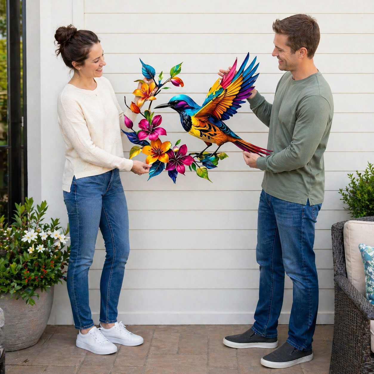 💖Hummingbird Bloom Metal Wall Art