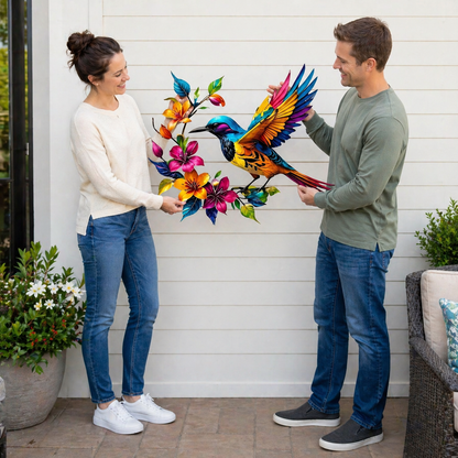 💖Hummingbird Bloom Metal Wall Art