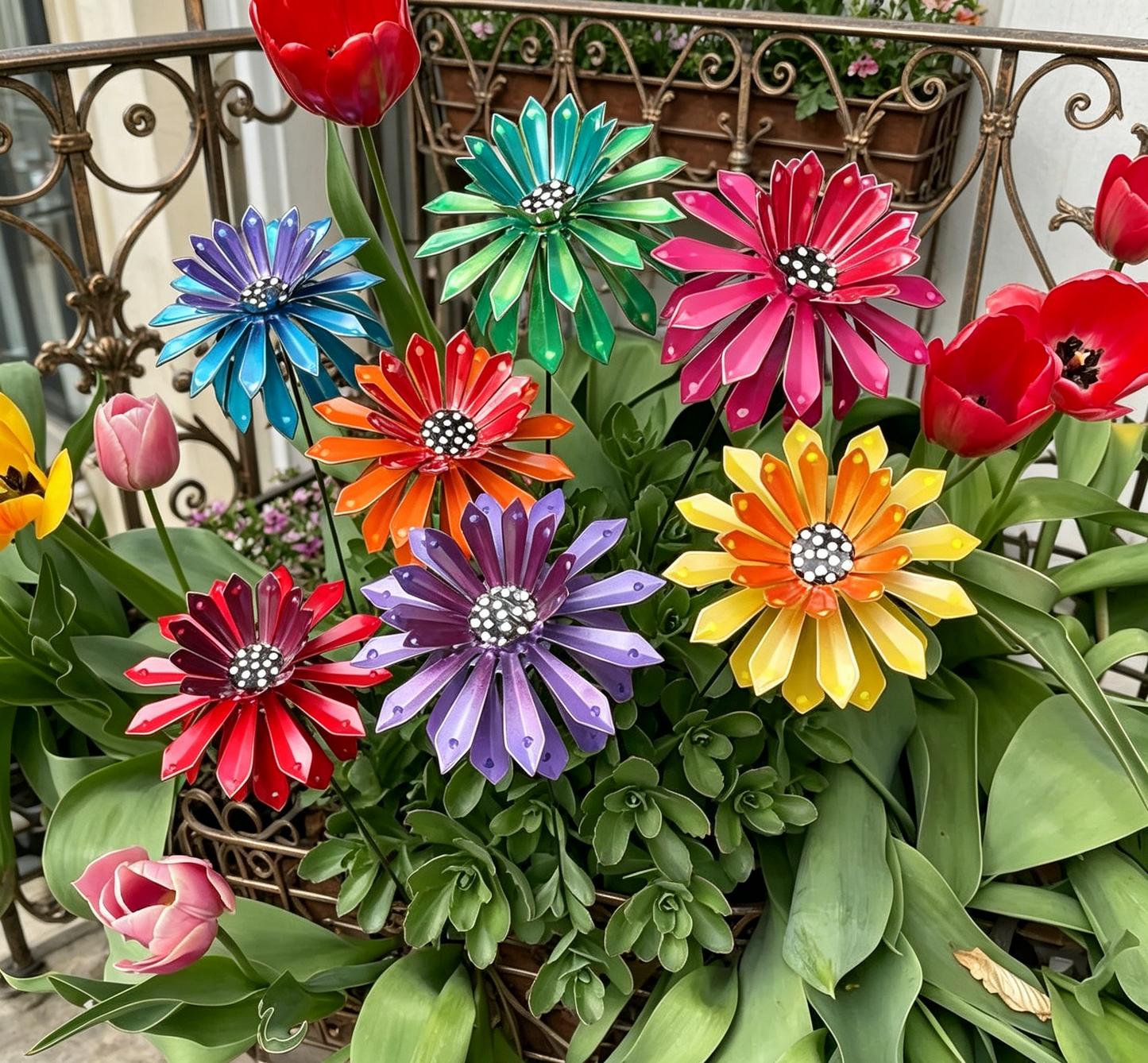 🔥Last Day 49% OFF-Metal Zinnia Flower Garden Stake