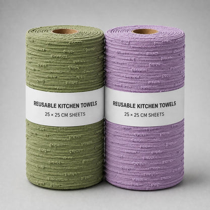 🌿 Reusable Bamboo Kitchen Towels – Tear, Wipe, Wash & Use Again⏳
