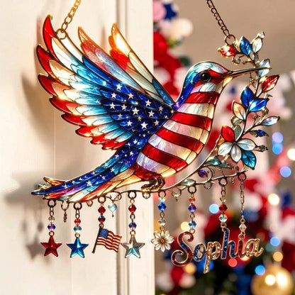 🐦Patriotic Hummingbird - Suncatcher With Charm - 250th Anniversary Gift