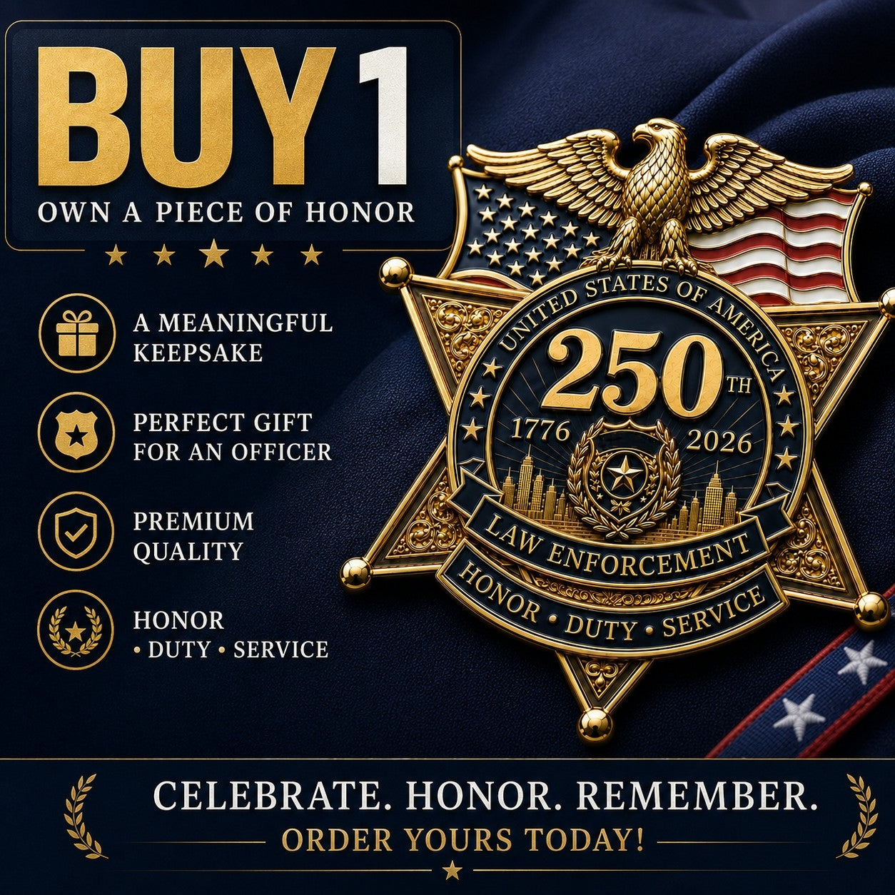 🔥49% OFF – America 250 Law Enforcement Tribute Brooch 🇺🇸
