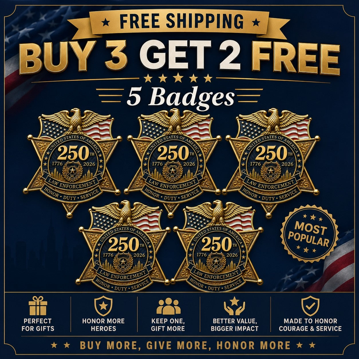 🔥49% OFF – America 250 Law Enforcement Tribute Brooch 🇺🇸