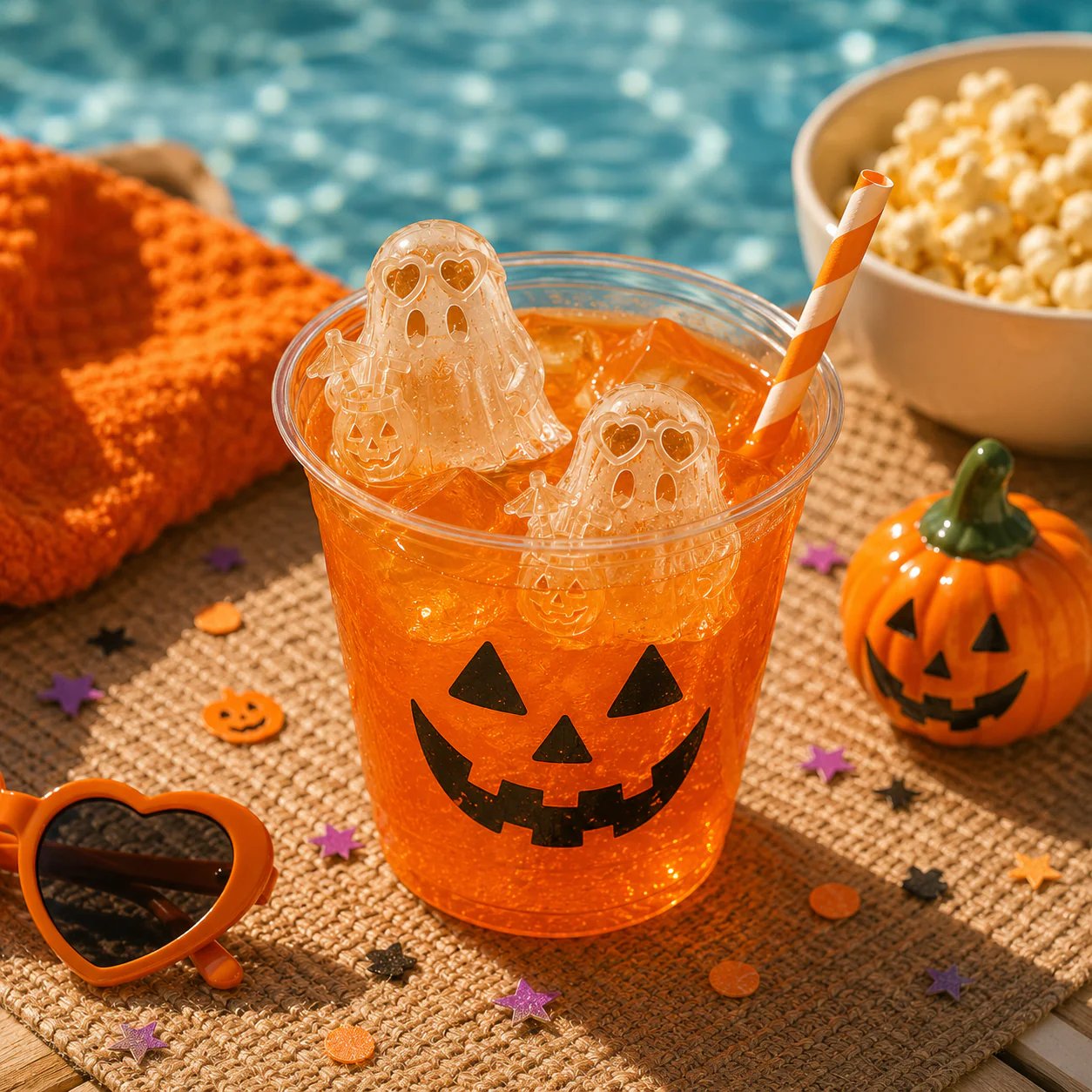 👻6‐Cavity TYIIPLUSTM Summerween Ghost Ice Cube Mold ✨Cute 3D Ice for Drinks, Parties & Gifts