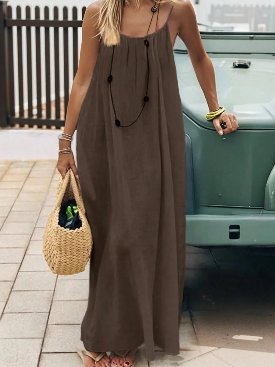 🔥LAST DAY 50% OFF - 💃Backless Spaghetti Strap Maxi Dress