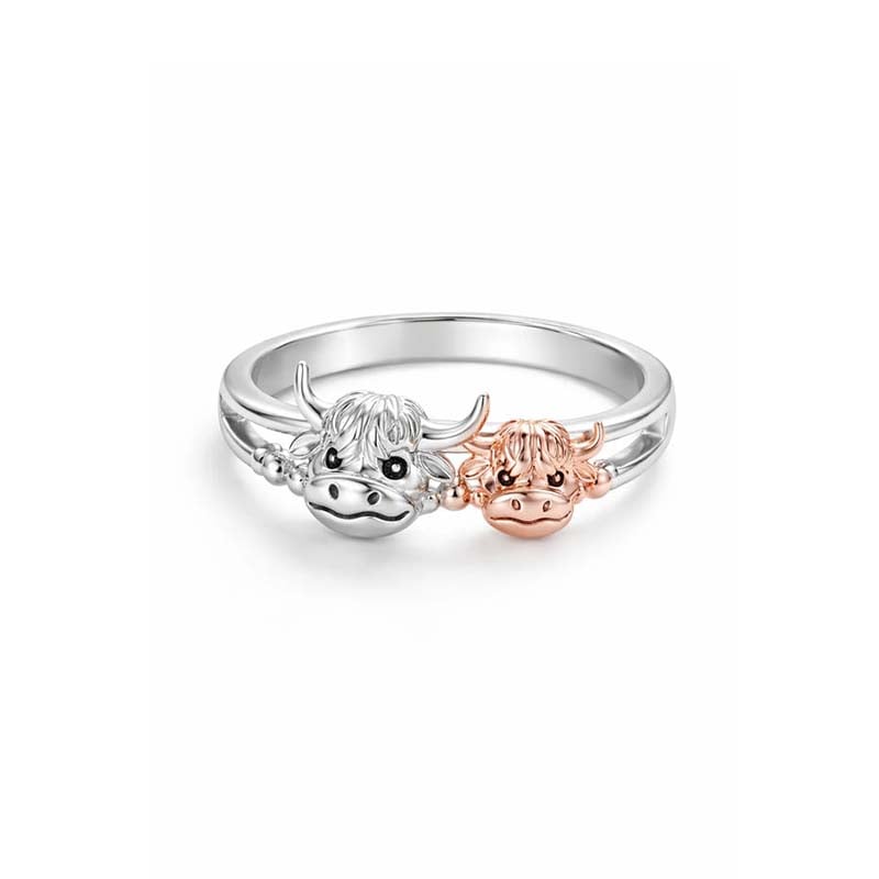 🏆Last Day Promotion 49% OFF 💕 ✨ Handcrafted Highland Cow 925 Sterling Silver Adjustable Ring