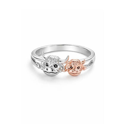 🏆Last Day Promotion 49% OFF 💕 ✨ Handcrafted Highland Cow 925 Sterling Silver Adjustable Ring