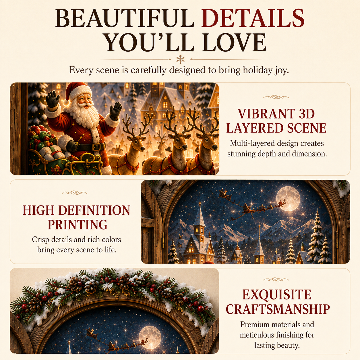 🎅 Santa’s Secret Window Light – 3D Lighted North Pole Christmas Wall Decor