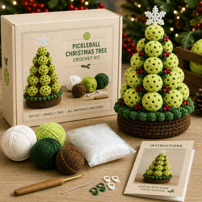 ⏳ Last Day 49% OFF – 🏆 Beginner-Friendly DIY Sports Ball Christmas Tree Crochet Kit Collection | Complete Kit with Coordinated Yarn, Stuffing, Crochet Materials & Step-by-Step Guide Included 💕