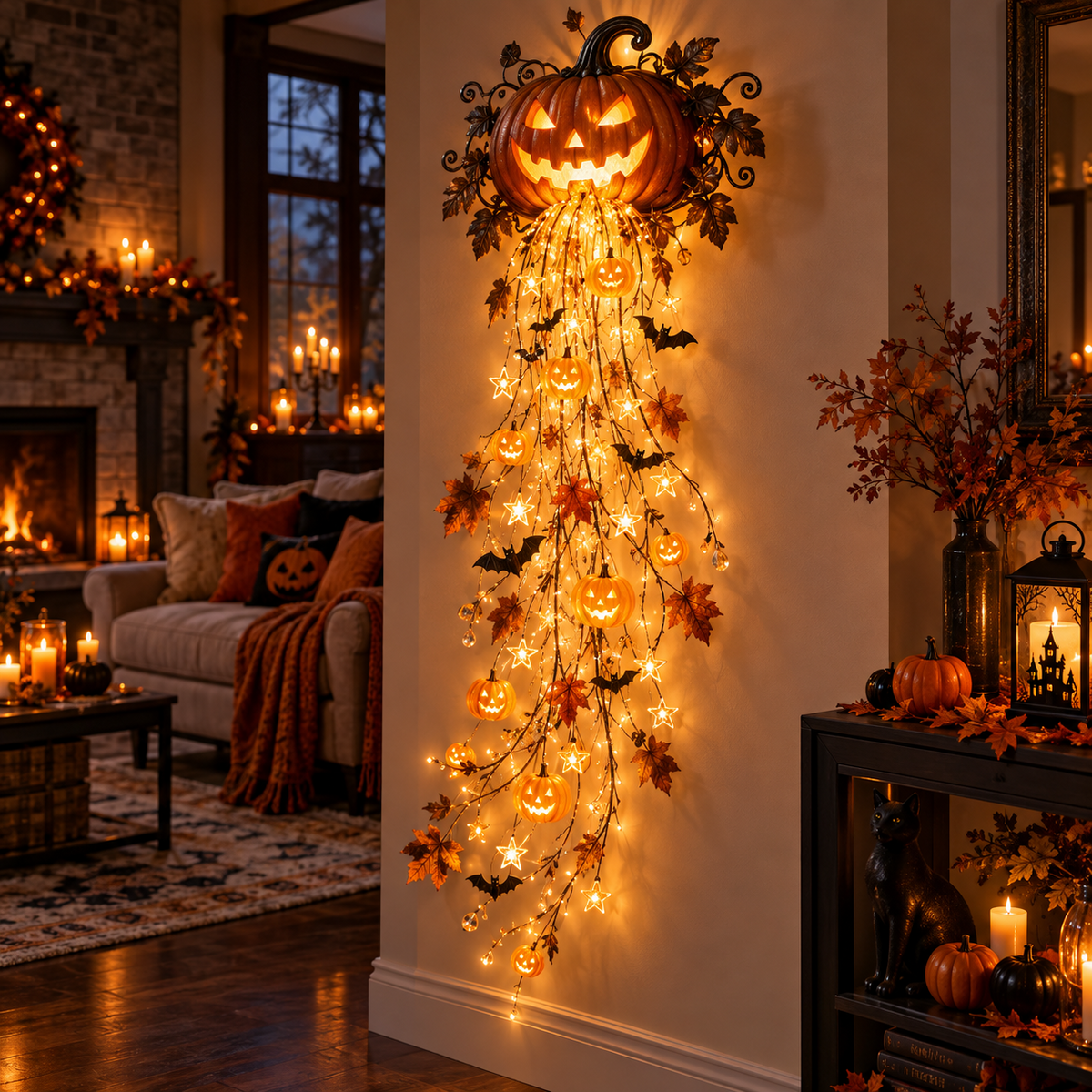 Haunted Pumpkin Halloween cascade wall decoration