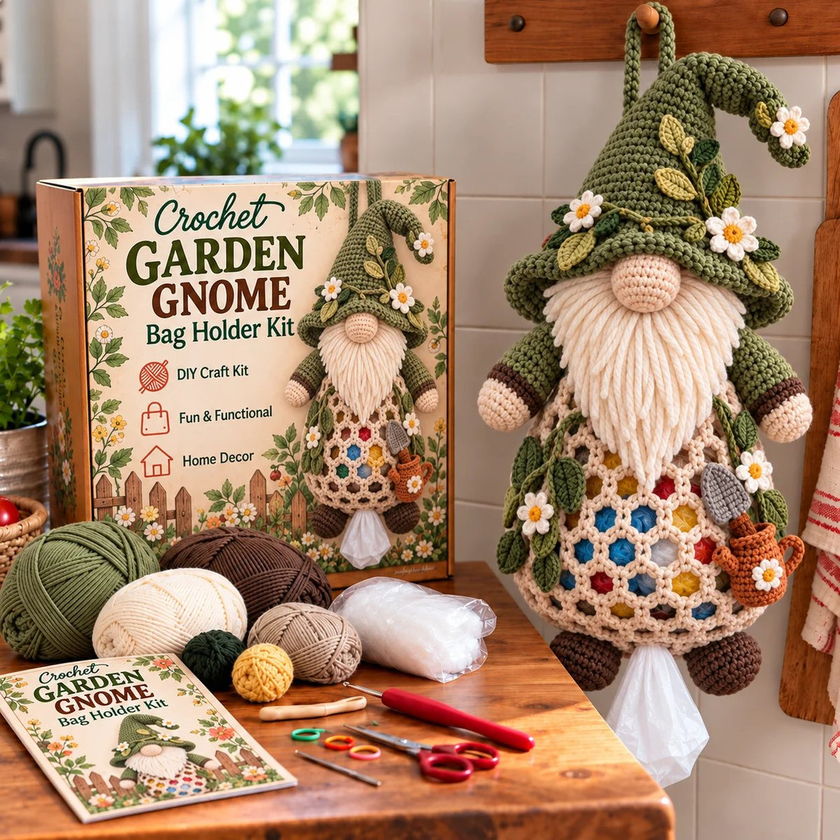 🧶 Gnome Kitchen Keepers | Crochet Bag Holder Collection 🌿