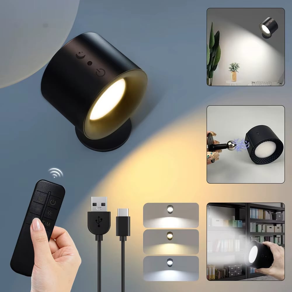 2 Pack 360° Rotatable Rechargeable Touch Wall Lamp with Double Sided Light Source