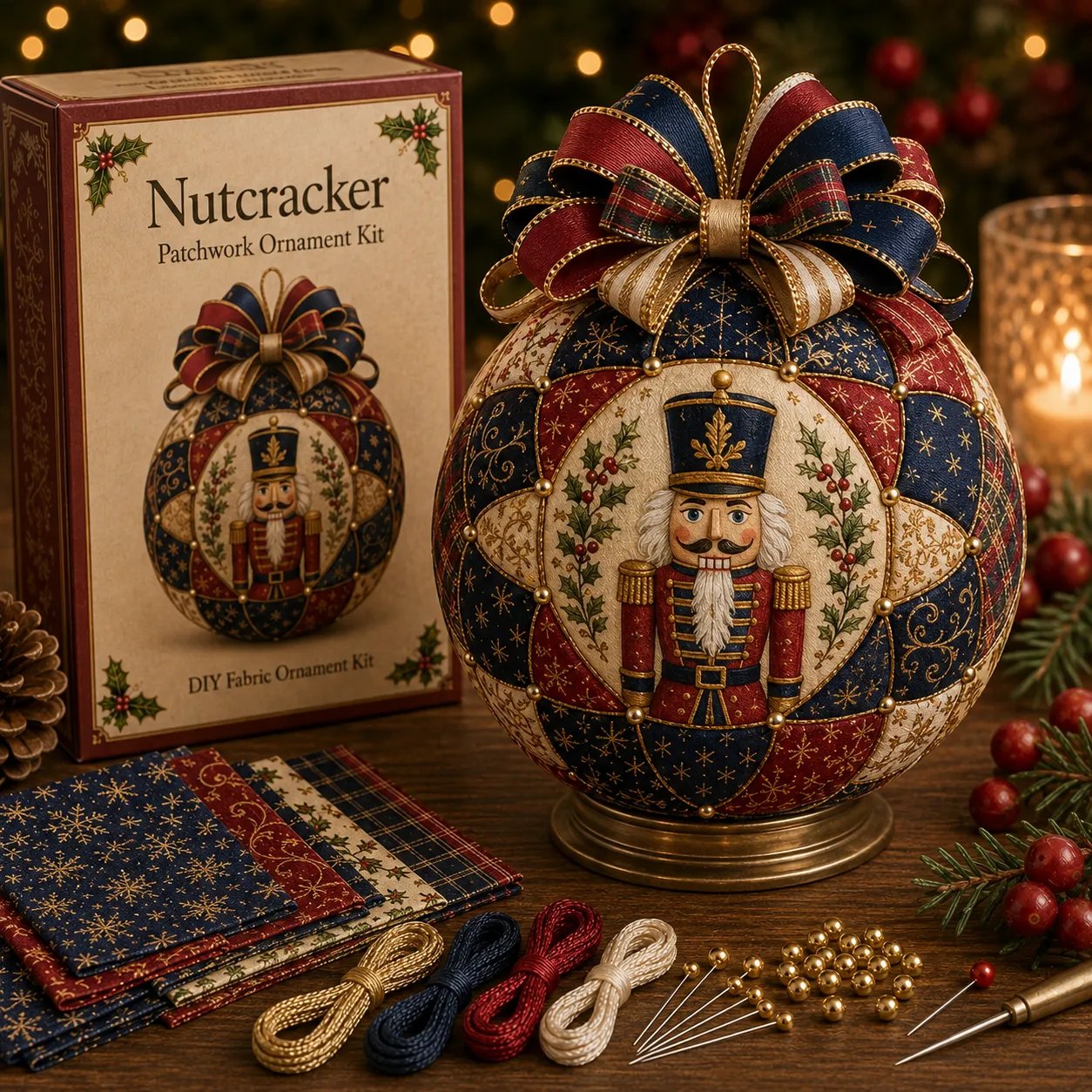 💥 LAST DAY 49% OFF - 🎄 Christmas Classics Patchwork Ornament DIY Kit