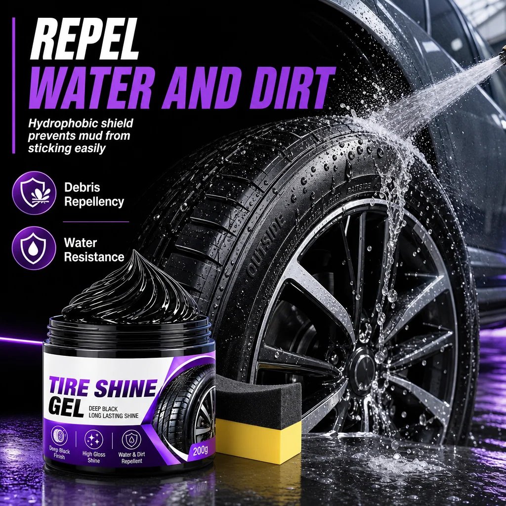 ✨🔥Car Tire Shine Gel  Restoration Paste and Rubber Parts Blackening Coating Wax