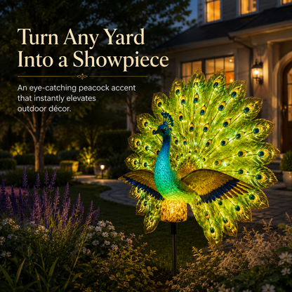 Solar Peacock Garden Sculpture – Lifelike Color Glowing Outdoor Yard Landscape Ornament