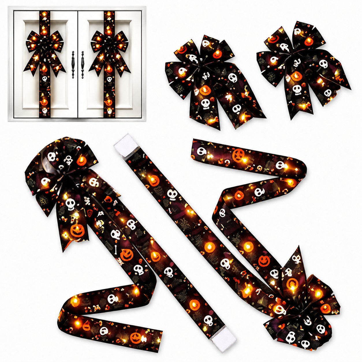 🎃 LED Light-Up Halloween Cabinet Door Bow — Turn Any Door Into a Spooky Statement! 👻✨
