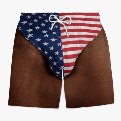 Custom Funny Patriotic Men Swim Trunks - Personalized Summer Vacation And Travel Gifts For Men - Freedom And Chill