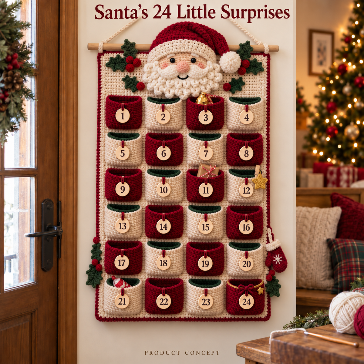 🎄 Christmas Crochet Advent Calendar DIY Kit – 24 Little Surprises, One Cozy Family Tradition