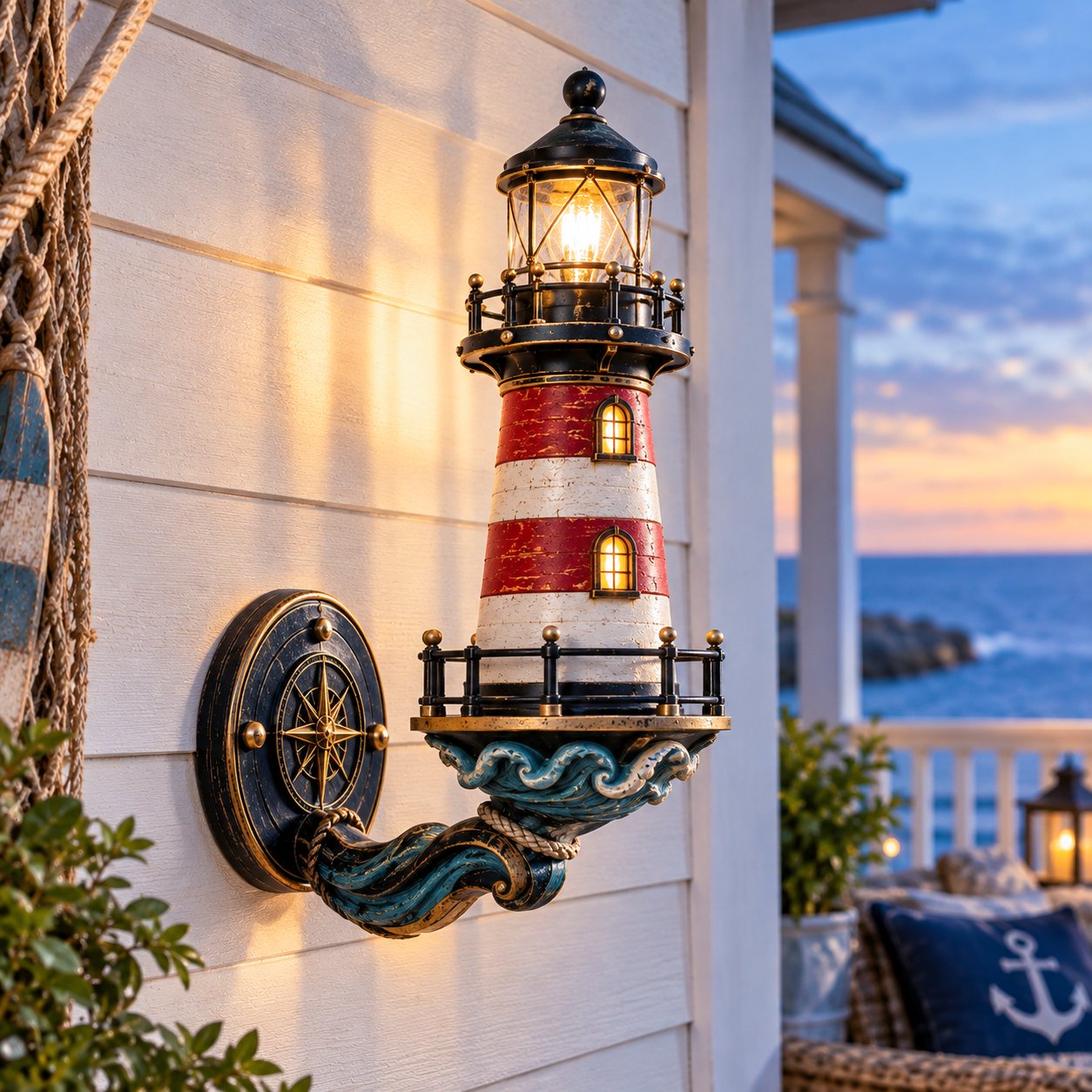 🌊 Vintage Coastal Lighthouse Wall Light