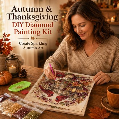 🍂 LAST DAY 49% OFF – Premium 3D Pearl Autumn & Thanksgiving Diamond Painting Art Kit | Luxury Flocked Canvas with Scratch-Resistant Non-Fading Pearl Beads DIY Fall Harvest Decor 🍁🦃💎