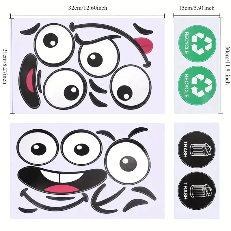 🌱 Eco-Friendly Funny Face Sticker Set(4 whimsical facial expressions from grinning to silly)
