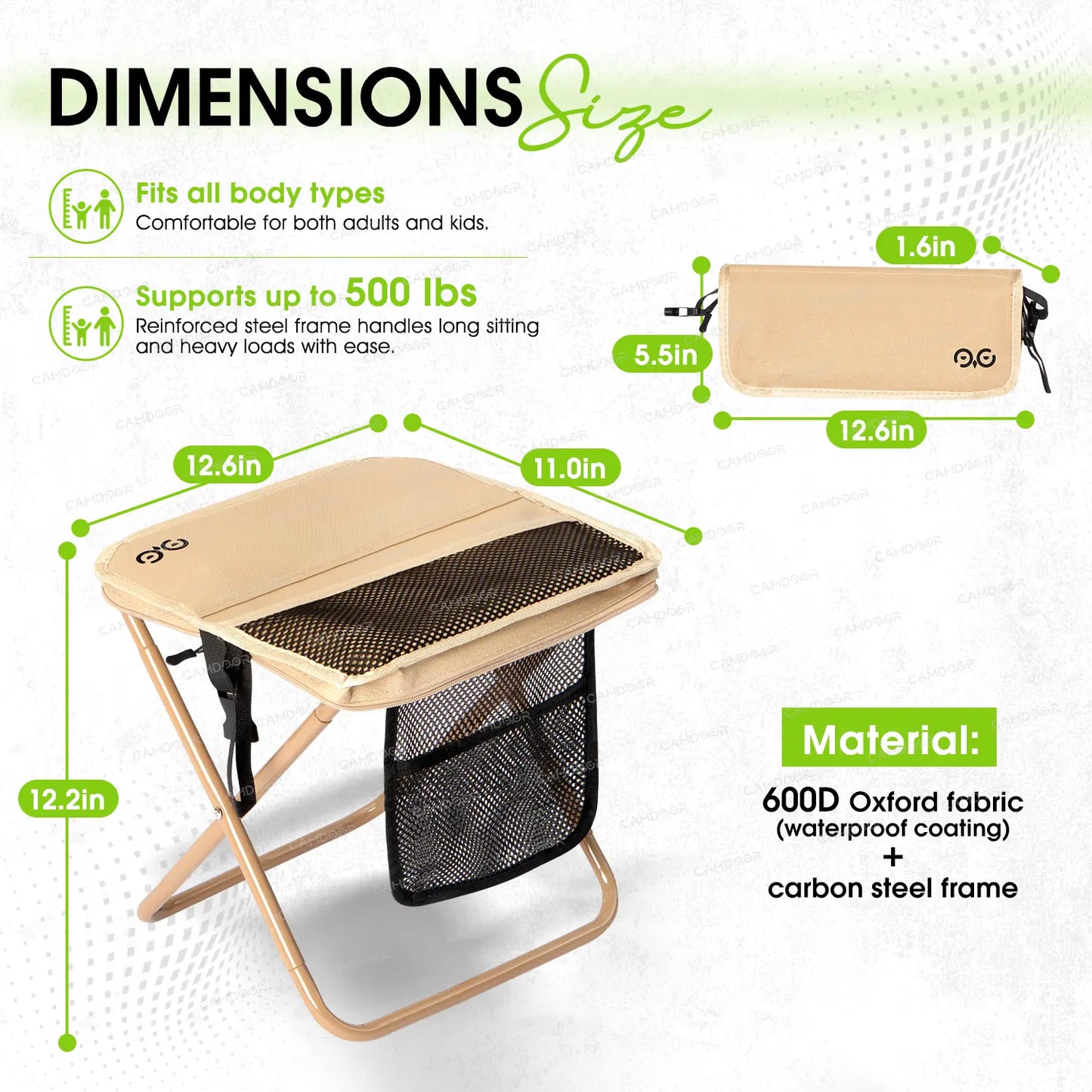 【Camdoor】Top Best Gift Choices，Portable Outdoor Folding Chair with Shoulder, Strap Ultra Light 1.5 lbs, Max Load 400lb, Two Side Pockets Velcro Storage for Camping Hiking Fishing BBQ Parties,Gift for Her/Him SpringStatements