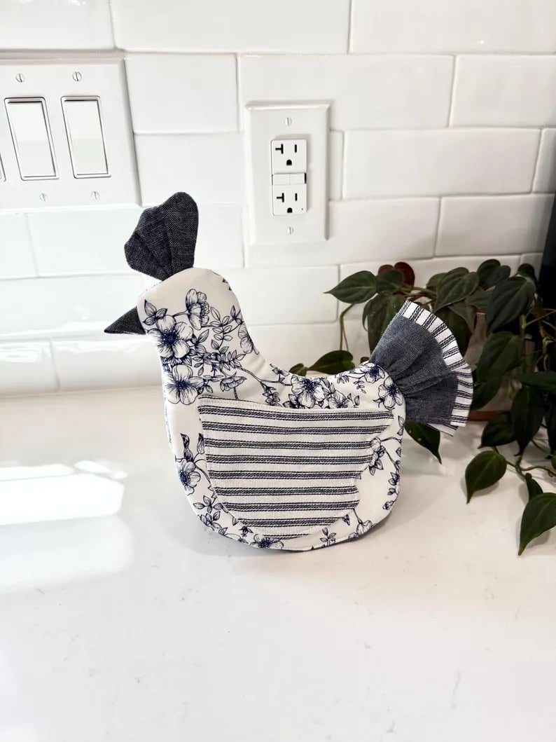 🐔 Handmade Chicken Oven Mitt & Pot Holder – Quilted Hen Hot Pad, Insulated & Heat Resistant, Farmhouse Kitchen Decor 🔥🏡