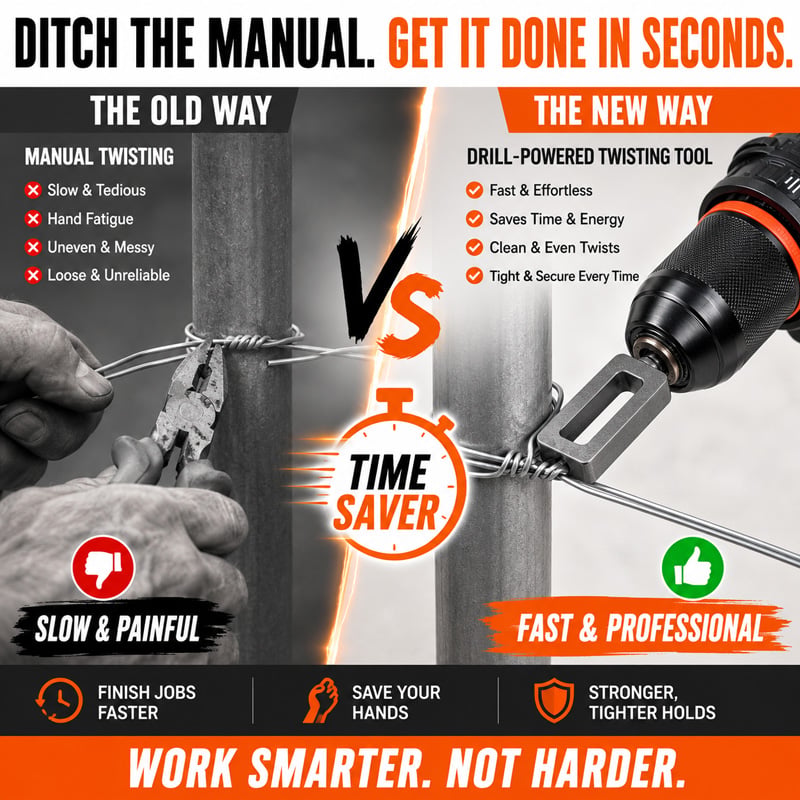🧰Steel Wire Twisting Tool for Drill- Fast Tightening & Auto Trimming Wire Twist Attachment