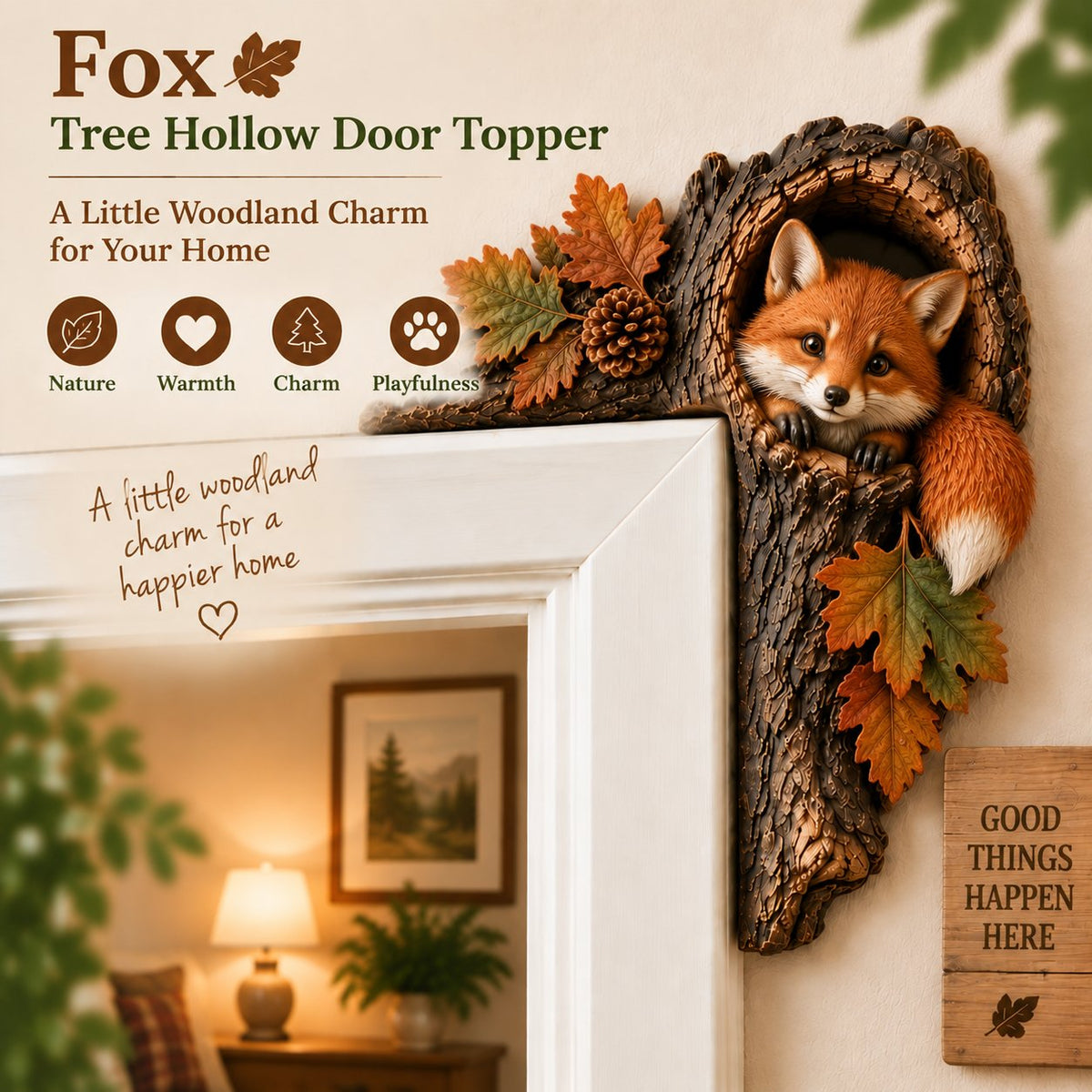 ⏰LAST DAY 50% OFF 🐿️ 3D Chipmunk Tree Hollow Door Topper | Woodland Animal Doorway Decor For Cozy Nature Homes