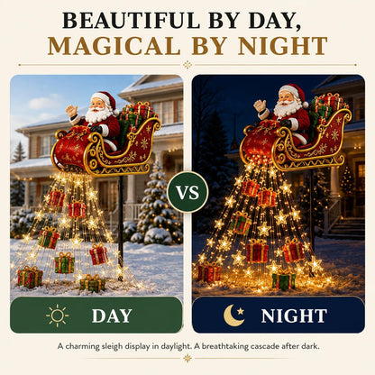 🎅✨ 2026 New Santa’s Flying Sleigh Gift Cascade – Solar Christmas Garden Light