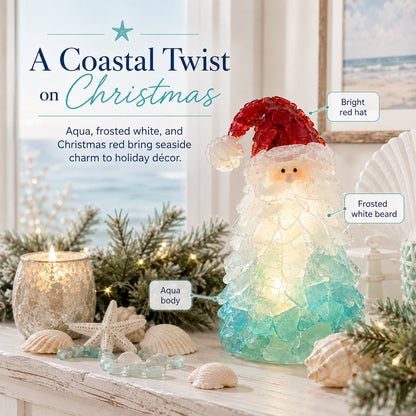 ⏳ Last Day 49% OFF – 🎅 Beginner-Friendly DIY Lighted Sea Glass Santa Christmas Decor Kit | Complete Kit with Sea Glass Pieces, Warm Fairy Lights & Step-by-Step Guide Included 💕