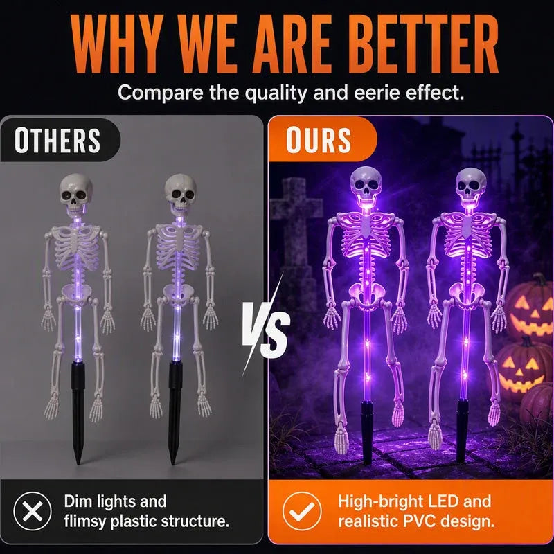 💀 Solar Skeleton Ground Stake Lights | Waterproof Outdoor Halloween Decor Lights