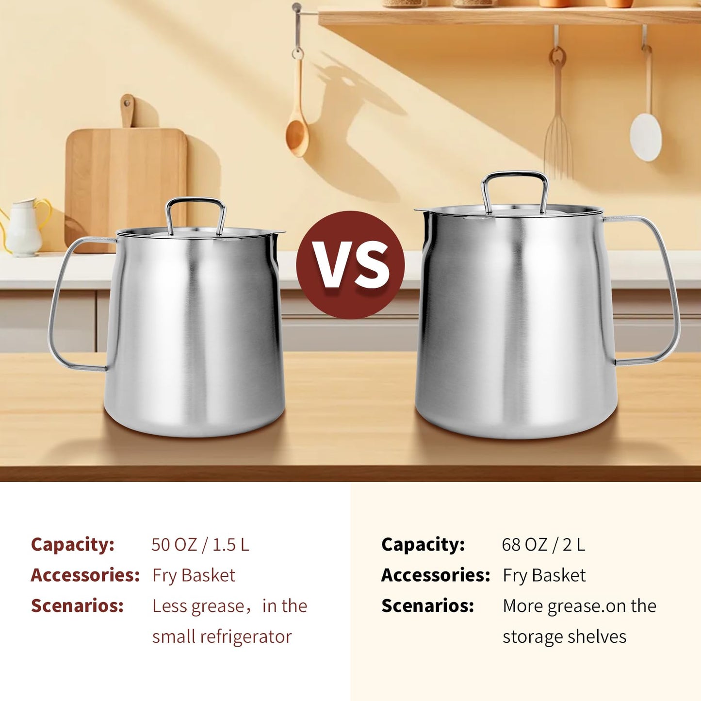 🔥LAST DAY 50% OFF-68oz Stainless Steel Deep Fryer Pot