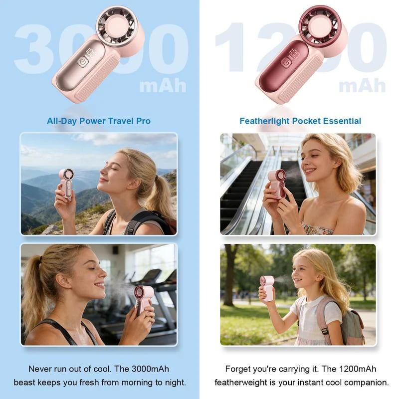 🥳2026 HOT SALE🥳💞50K+ SOLD!💨❄️ ! Turbo Handheld Fan – 16900 RPM, 6 speeds, LED display. 3000mAh battery, 10.7hrs cooling. Pocket‐sized power! 🌬️✨