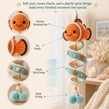 ⏳ Last Day 49% OFF – 🌊 Beginner-Friendly Ocean Animal Spiral Crochet Hanging Ornament Kit | Complete Kit with All Tools & Step-by-Step Guide Included 💕