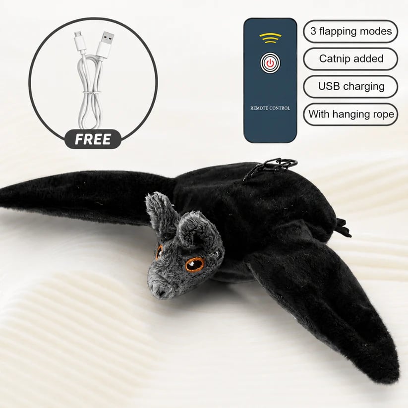 🦇 Electric Flapping Bat Dog Toy | Interactive USB Rechargeable Plush with Remote Control & Catnip Pocket
