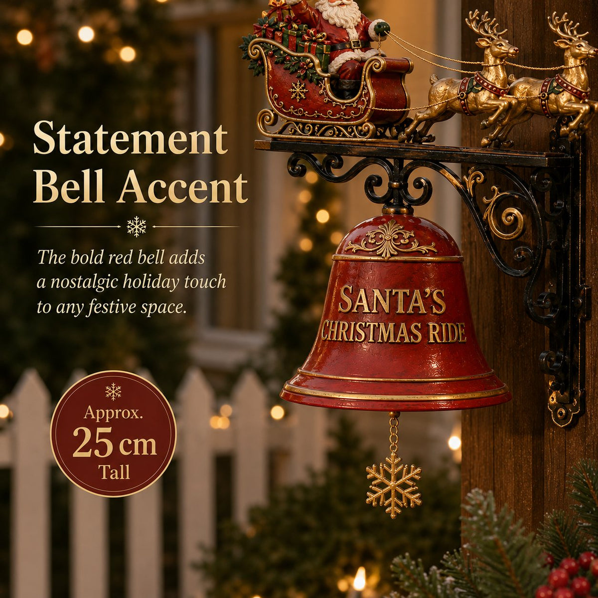 ✨🎅Santa Claus Sleigh with Reindeer & Decorative Christmas Bell