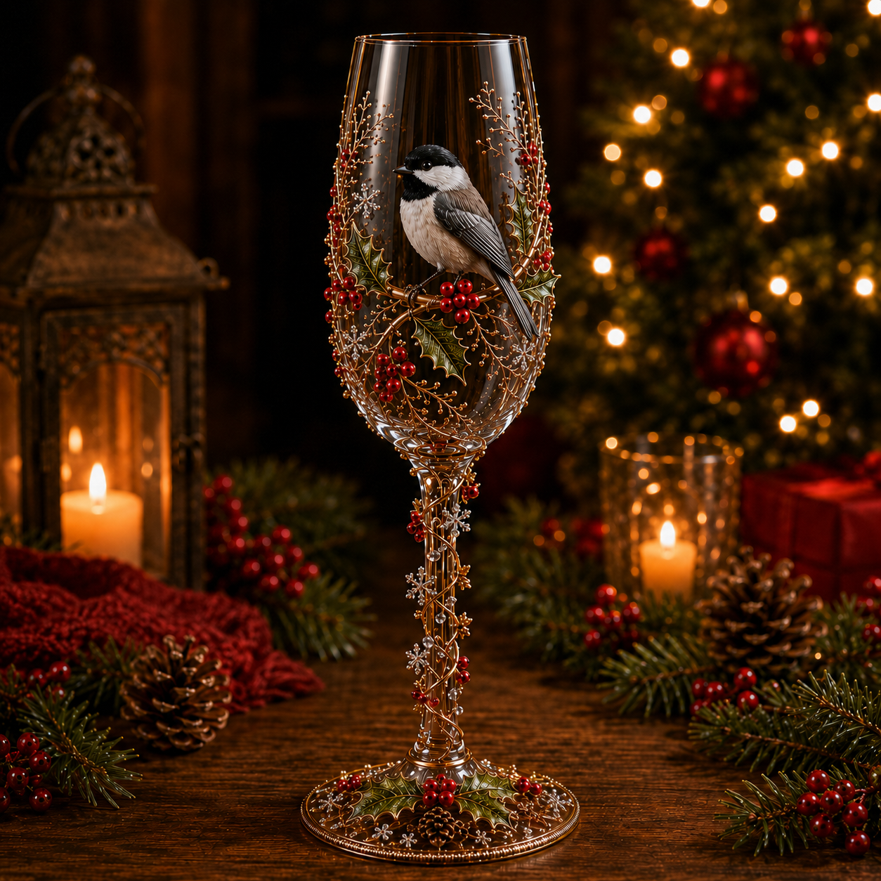 🎁 Christmas Bird 3D Collector Champagne Glass Set🐦✨